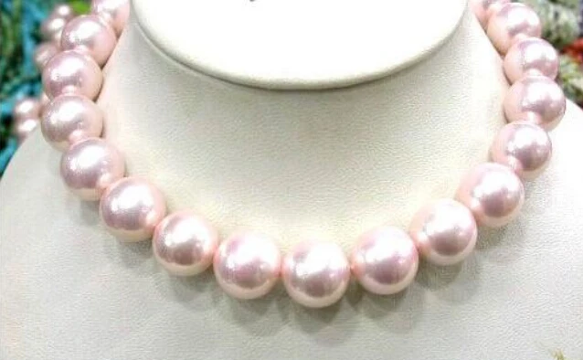 

18" 16mm pink round south sea shell pearls necklace SHIPPING FREE