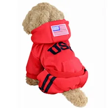 USA Winter Dog Clothes Fashion Pet Coats Jumpsuit 100% Cotton Jacket Hoodies Sport Clothing For Small Dogs Apparel 25S2Q