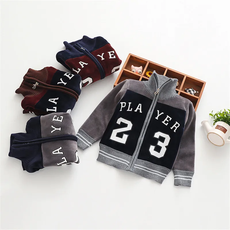 

BibiCola baby boys outerwear infant baby spring autumn fashion jacket newborn boy fleece velvet warm baseball uniform sweatshirt