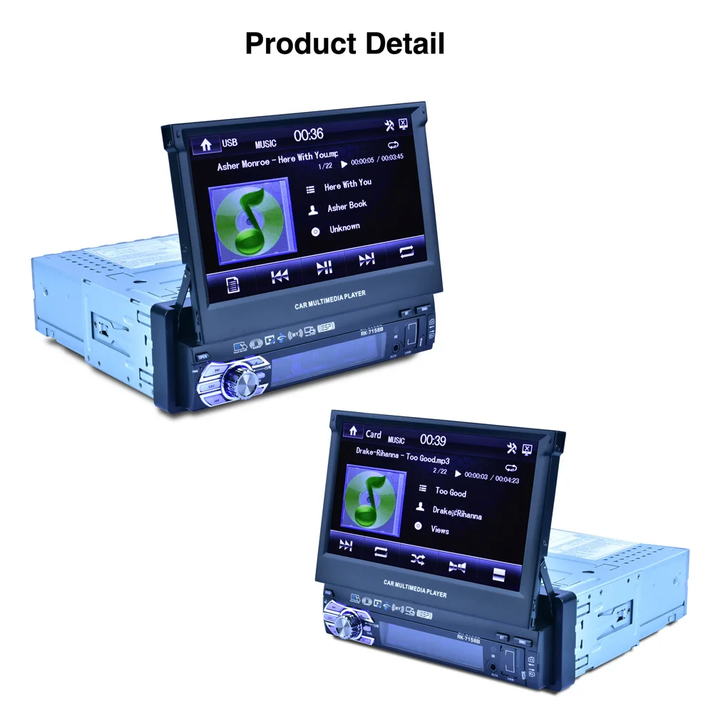 Sale Car stereo RK7158B 1 Din Quad Core Universal Car DVD  Multimedia 7inch car video player WIFI Bluetooth radio automotivo 3