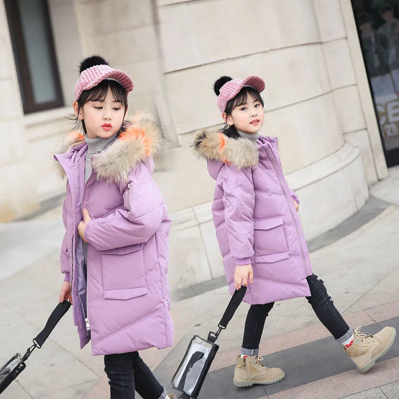 2018 New Children Down Jacket Girls Fur Collar Coat Fashion Long Winter Jacket For Girls Overcoat 2018 New Children Down Jacket Girls Fur Collar Coat Fashion Long Winter Jacket For Girls Overcoat