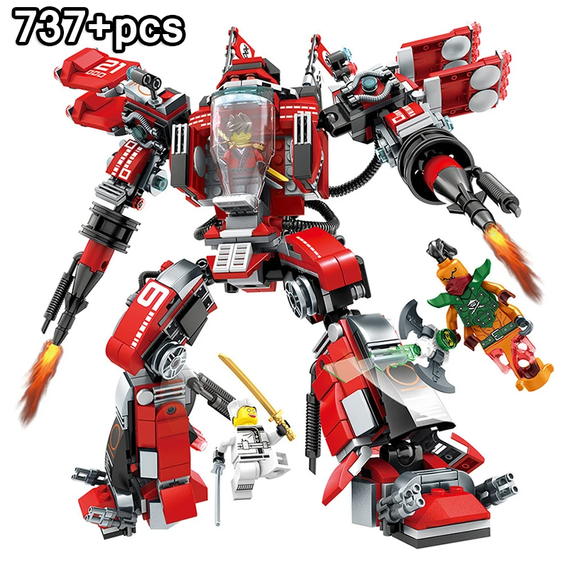 

737pcs Ninjagoing Movie Fire Mech Deformation Robot Building Blocks Compatible LegoING Technic Bricks Toys for children Gift