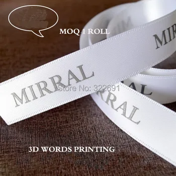 

Free shipping High Quality 1cm Custom satin ribbon printed with 3D effect for decoration