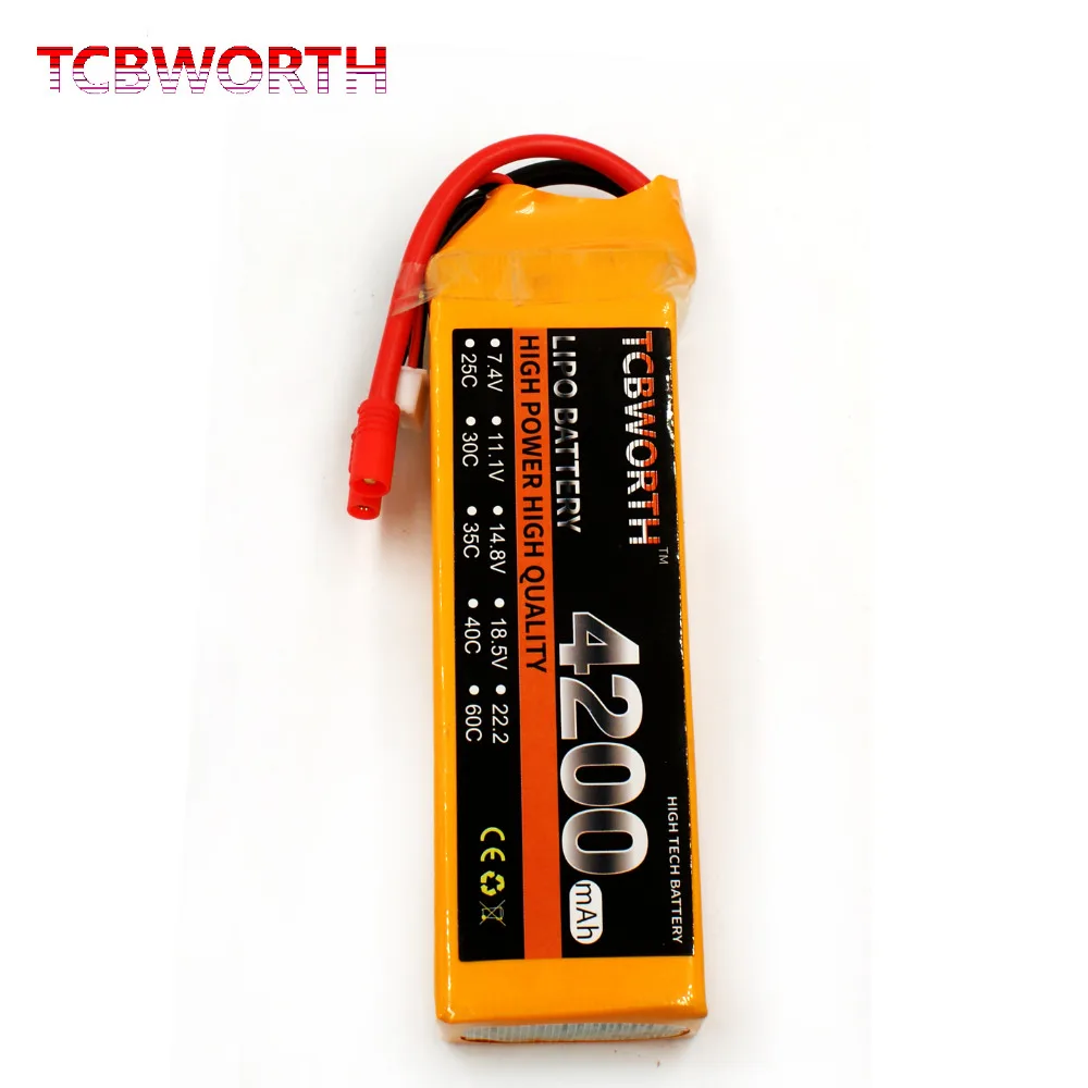 

TCBWORTH RC LiPo Battery 4S 14.8V 4200mAh 40C-80C For RC Helicopter Drone Airplane Car Boat Quadcopter Toys 4S RC Battery 14.8V