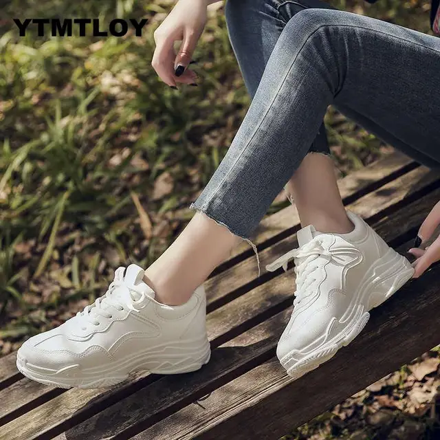 US $8.85 Women Shoes Autumn White Shoes Sneakers Women Fashion 2019 Brand Retro Platform Shoes Ladies Footwe