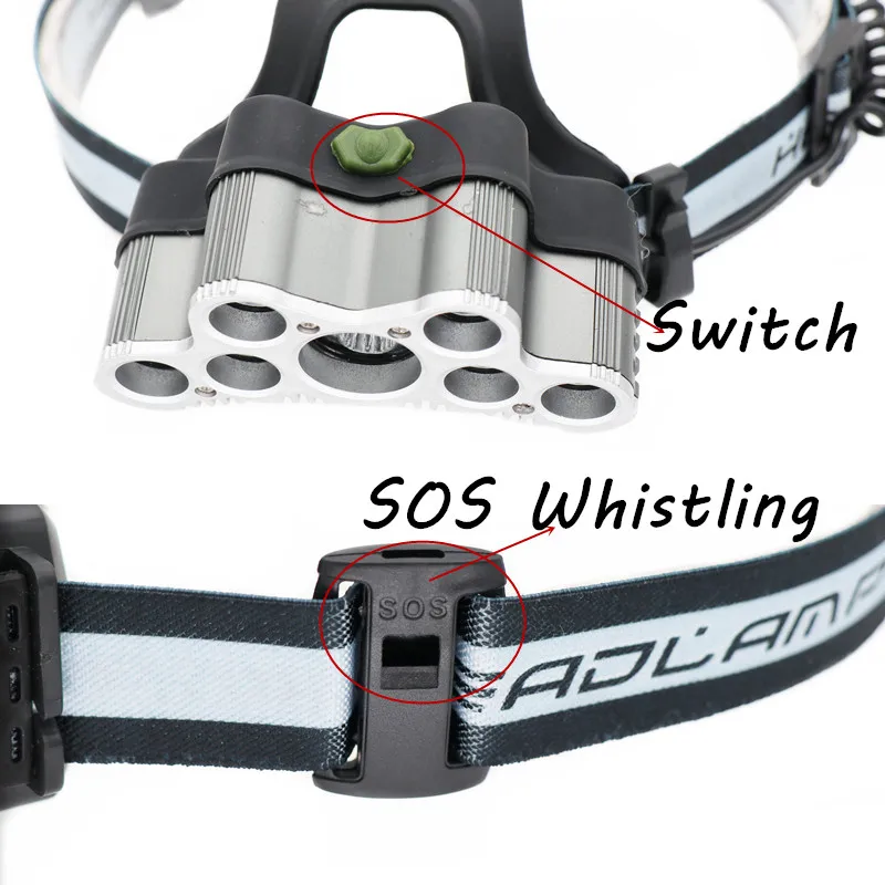 9 светодиодный налобный фонарь рыболовный головной светильник USB Перезаряжаемый фонарь для охоты светодиодный вспышка светильник с SOS свистящий фонарь+ USB кабель