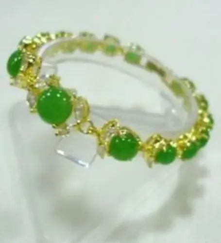 

Free shipping 18KGP MARVELOUS NATURAL GREEN stone BRACELETS