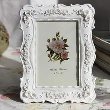 6 дюймов Смола белые розы фоторамка Семья рамка свадебной фотографии рабочего стола украшения семья фото шоу рамка