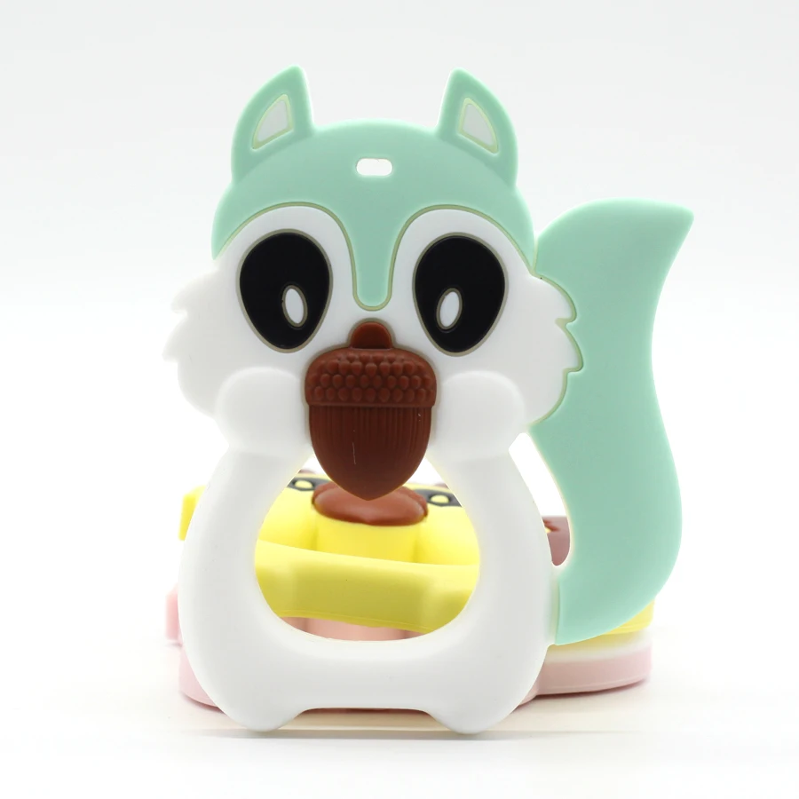 

Baby Silicone Teether Squirrel 1pc Can Chew Lovely Squirrel Teether DIY Jewelry Nursing Teething Necklace Pendants