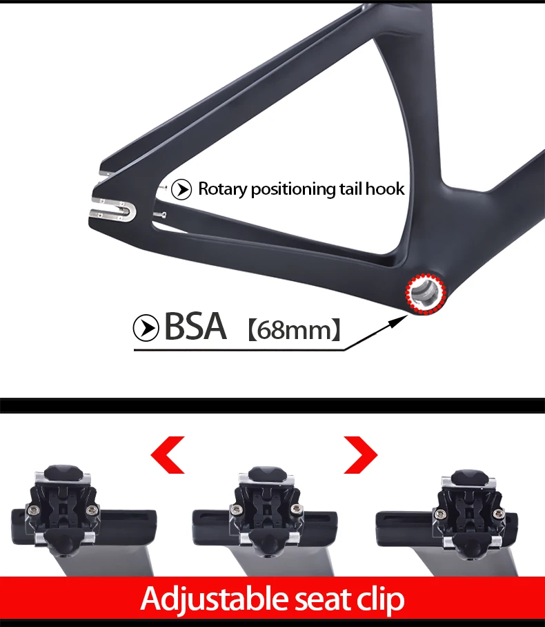 Perfect 2019 OEM new full carbon track frame road frames fixed gear bike frameset with fork seat post  carbon bicycle frame 15