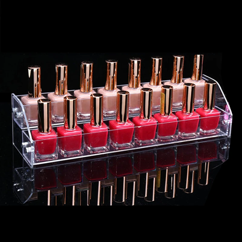 New Fashion Acrylic 2 Tiers Nail Polish Rack Makeup Cosmetic Display Shelf Organizer Lipstick