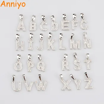 

Anniyo 26Pieces/Lot (TWO COLOR) Wholesale Small Letters Necklace Initial Pendant,Cubic Zirconia English Alphabet Jewelry #049804