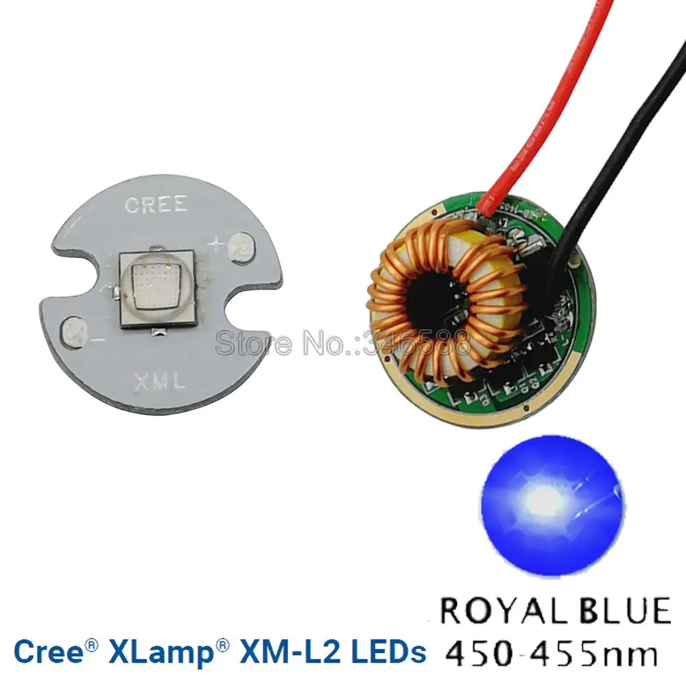 20 мм белый PCB CREE XML2 XM-L2 T6 10 Вт, холодный белый свет, нейтральный белый теплый белый высокой Мощность СВЕТОДИОДНЫЙ Излучатель Чип+ 12 V Вход 22 мм светодиодный драйвер - Испускаемый цвет: Royal Blue 16mm