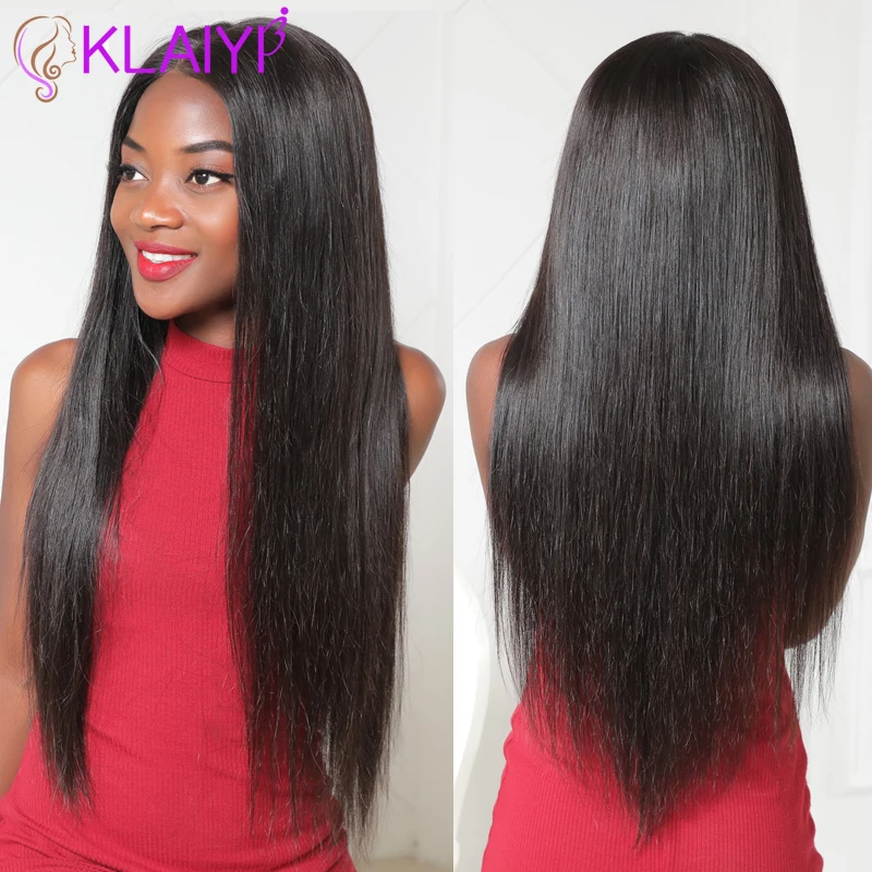 

Klaiyi Hair Brazilian Straight Remy Hair Wig 12-28 Inch Front Lace Wigs 150% Density Human Hair Wig #613 Natural Color