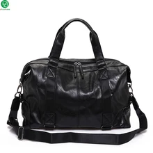 En cuir hommes voyage sac vintage de haute qualité sac polochon hommes messenger bandoulière sacs fourre-tout sac à main d’épaule des hommes sac D’ordinateur Portable