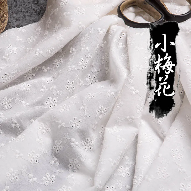 100x140 см хлопковая ткань с вышивкой белая полые кружева ткань шитье ткани для пэчворка DIY свадебное платье материал ручной работы - Цвет: 01