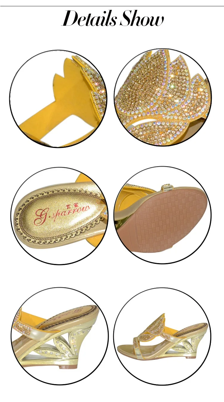 2016 New Fashion Women Purple Gold Sexy High Heel Diamond Wedges Sandals Female Summer Shoes 8cm High Quality-4