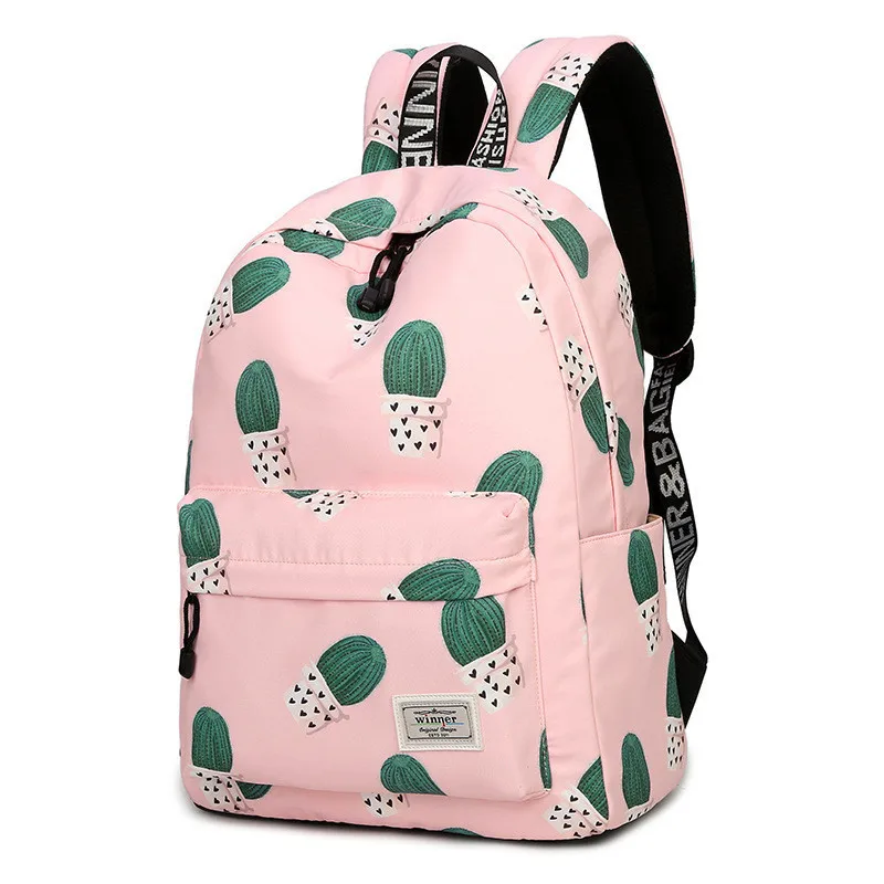 Cactus Pink Plants Shoulder Backpack Messenger Crossbody Laptop Bag Student Bookbags for Kid Girls Boys