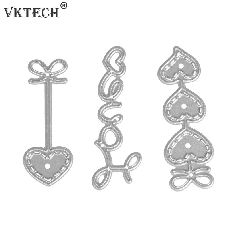 3PCS Love Lines Metal Cutting Dies Embossing Die Cut DIY Paper Cards