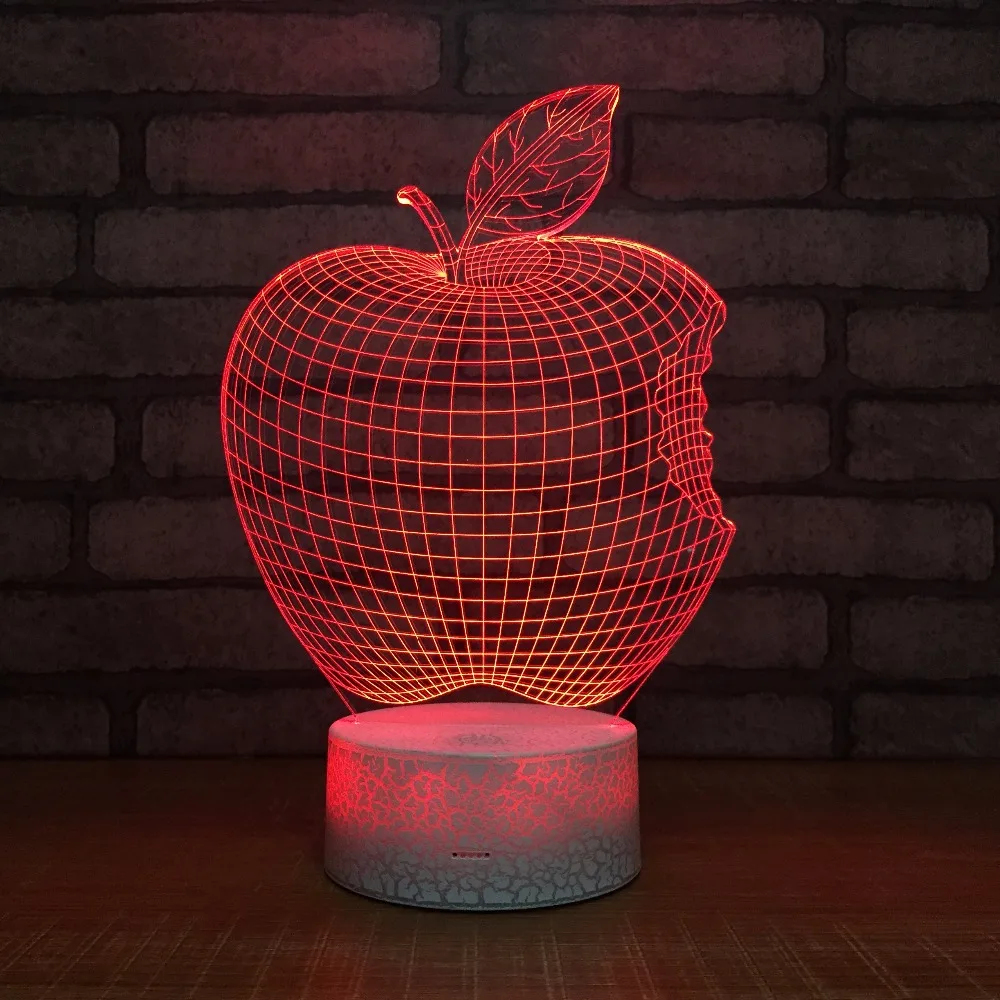 7 Colors Creative 3D Apple Night Light USB Led Touch Switch Home Decor