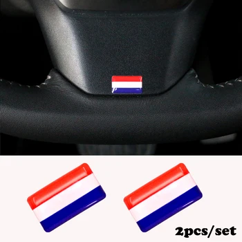 

2pcs/set Steering wheel 3D Epoxy Car Styling fit for Alfa Opel Renault hyundai suzuki Car Sticker Netherlands National Emblem