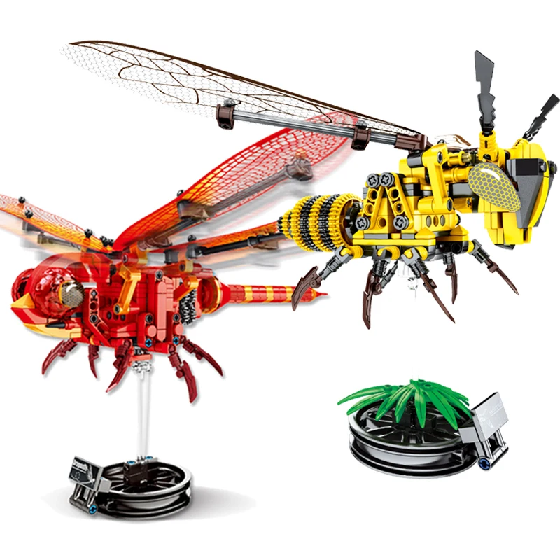 

Engine Driven Simulated Dragonfly Bee Building Blocks Compatible Major Brands Technic Bricks kids Educational Toys for Children