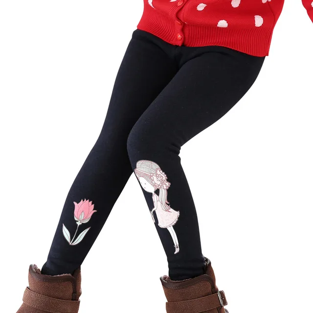 Winter Girls Leggings Thickening Warm Pants Children's Long Trousers Kids Cartoon Skinny Clothing Winter Legging Girl 4-14 Years 4