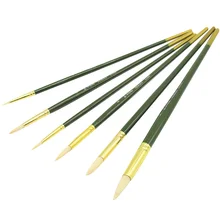 Artist Bristle Hair Алюминий Качество Золотой Зеленый студенческий художественный материал для рисования маслом и акварелью Круглый 6 шт. Набор принадлежностей