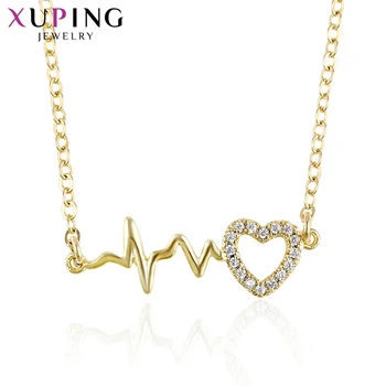 

Xuping Elegant Necklace Light Yellow Gold Color Plated Heart Pattern With Synthetic CZ Jewelry for Women Gift 44526