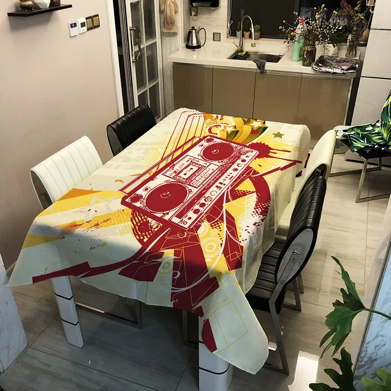 

3d Tablecloth Digital Printing Camera Pattern Polyester Waterproof Table Cloth for Wedding Party Table Cover