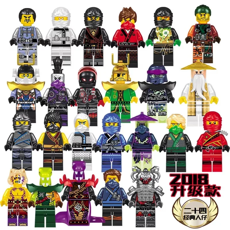 

New Ninjago Figures With Weapons Movies Kai Cole Jay Zane Lloyd Nya Wu Snake Compatible With LegoeING Building Blocks Kids Toys