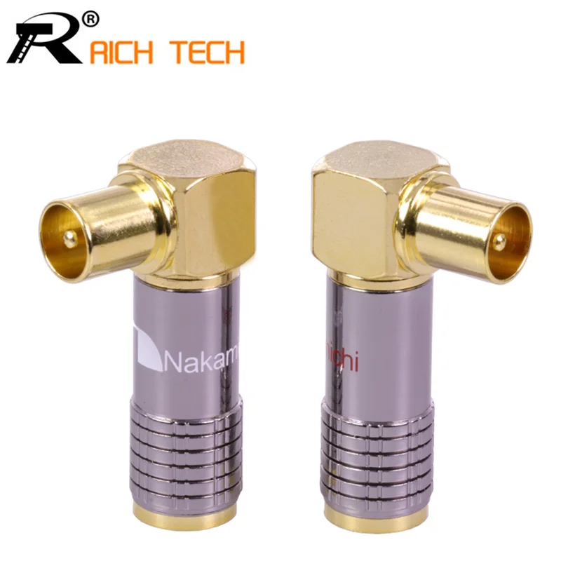 

1pair/2pcs High quality Wire connector DVB-T TV PAL Male plug Right Angle cable Adapter welding 90degree elbow TV plug