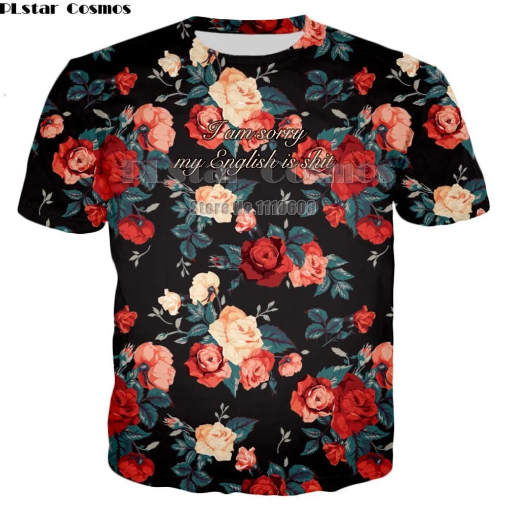 

Fashion Casual short Sleeve Printed Floral Flower T Shirt men Women Top Tees Summer Autumn T-Shirt Femme unisex T shirt Clothes