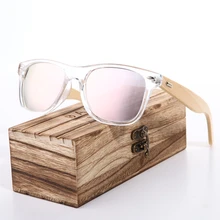 BARCUR Wood Transparent Sun glasses Bamboo Polarized Sunglasses Women Pink Eyewear Men Oculos de sol