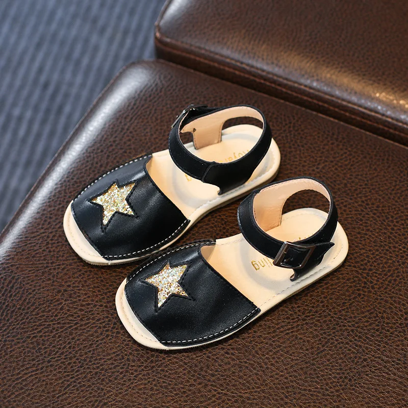 KIDS TOP STAR 2017 Summer Glitter Stars Pattern Baby Beach Shoes for