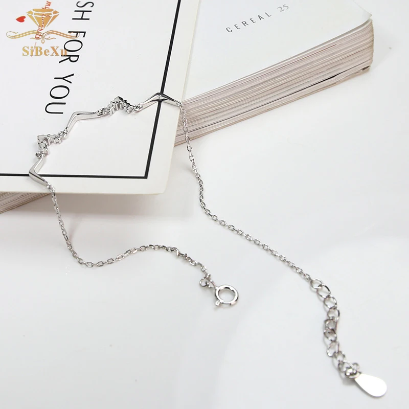 Модный браслет из стерлингового серебра 925 пробы, Женский Кристалл с элементом Swarovski, очаровательные волнистые браслеты в форме сердца, циркониевые ювелирные изделия, подарок