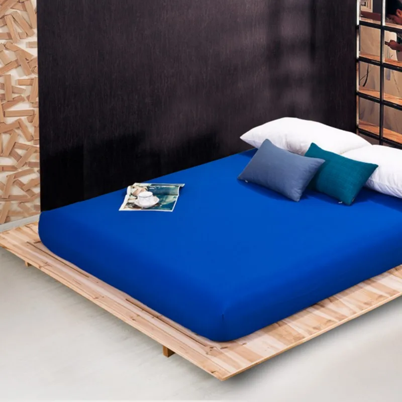 Wholesale solid color sheets fitted bed sheet elastic mattress cover bed linen bedspread polyester cotton single twin full queen 3