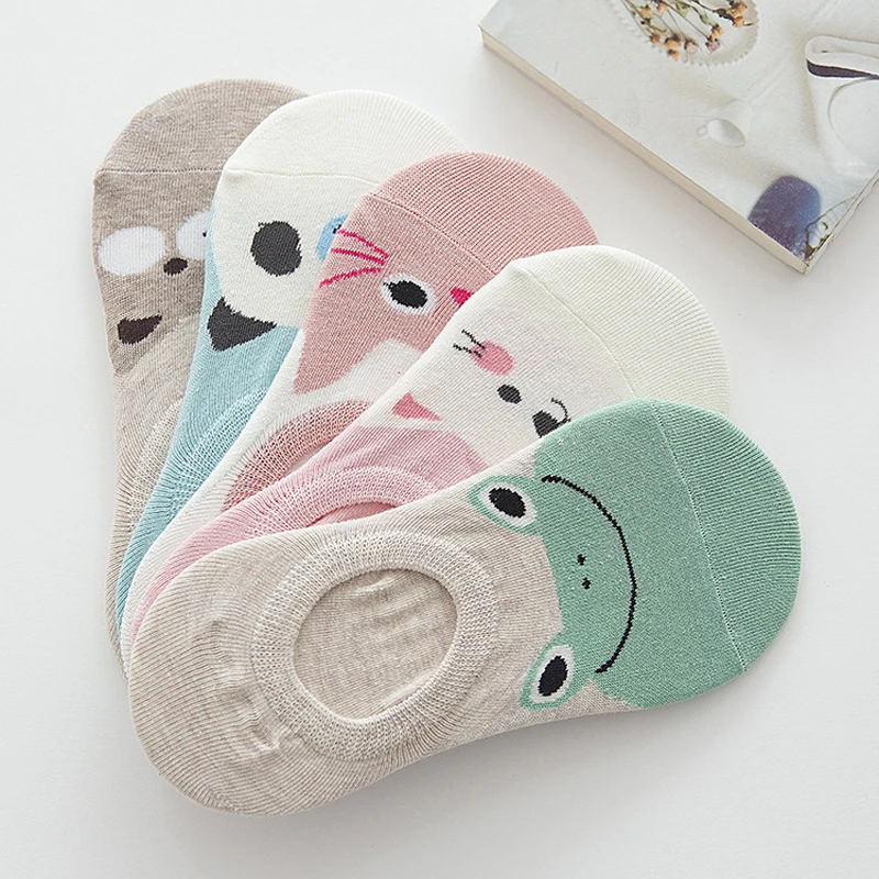 

1pair Cute Cartoon Animal Socks Slipper Women Invisible Socks Boat 3D Print Socks Funny Female Lady Printed Sock Summer Spring