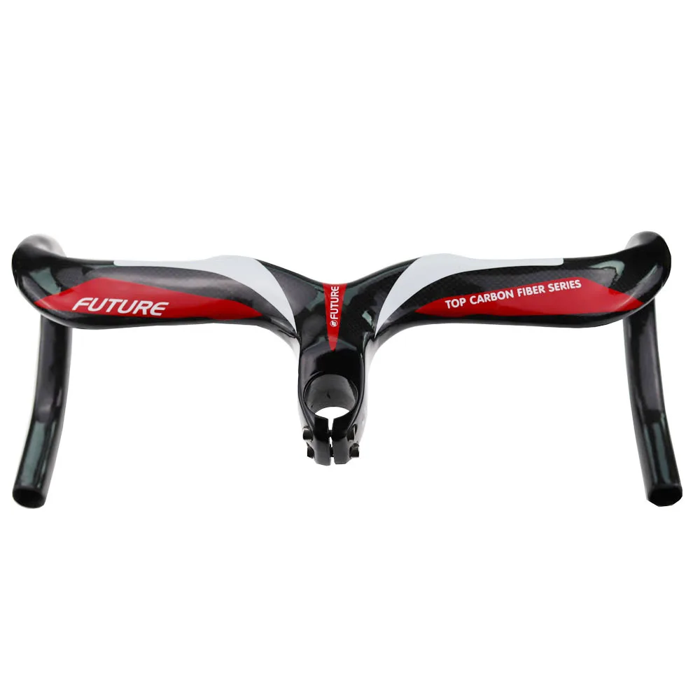 

Taiwan FUTURE Red Color 3K Gloss Finish Full Carbon Fiber Road Integrated Handlebar with Carbon Stem