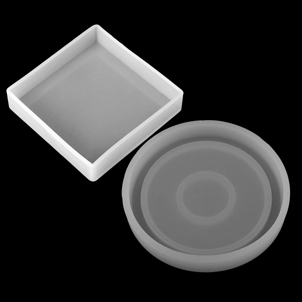 2 sets Silicone Mold Round/Square Mould for DIY Jewelry Coaster, Decorative Crafts Making Supplies for Home Party Decor DIY 