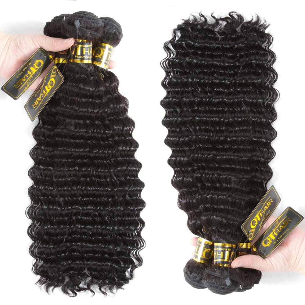 QT Hair Peruvian Deep Wave Hair Bundles 4 Bundles /Lot 100% Human Hair Weave Bundles Non Remy Hair Extensions QT Hair Peruvian Deep Wave Hair Bundles 4 Bundles /Lot 100% Human Hair Weave Bundles Non Remy Hair Extensions