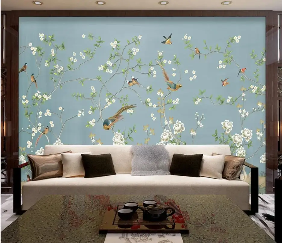 Китайский цветок и птица иллюстрация 3d обои 3d обои для ТВ фон