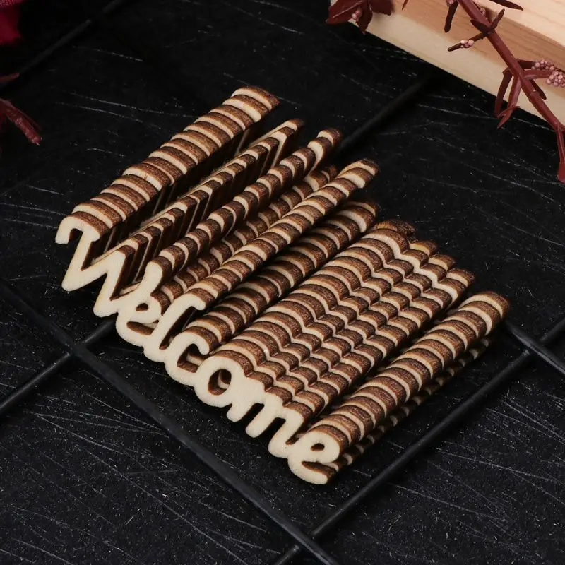 

15Pcs Wooden Welcome Table Confetti Scatter Vintage Rustic Wedding Party Decor Craft Scrapbook Decorations