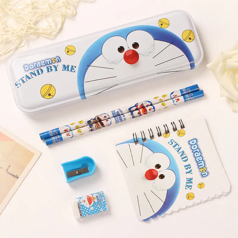 

Pencil case simple stationery set school supplies 6pcs/lot cartoon Doraemon theme children school supplies school reward gift