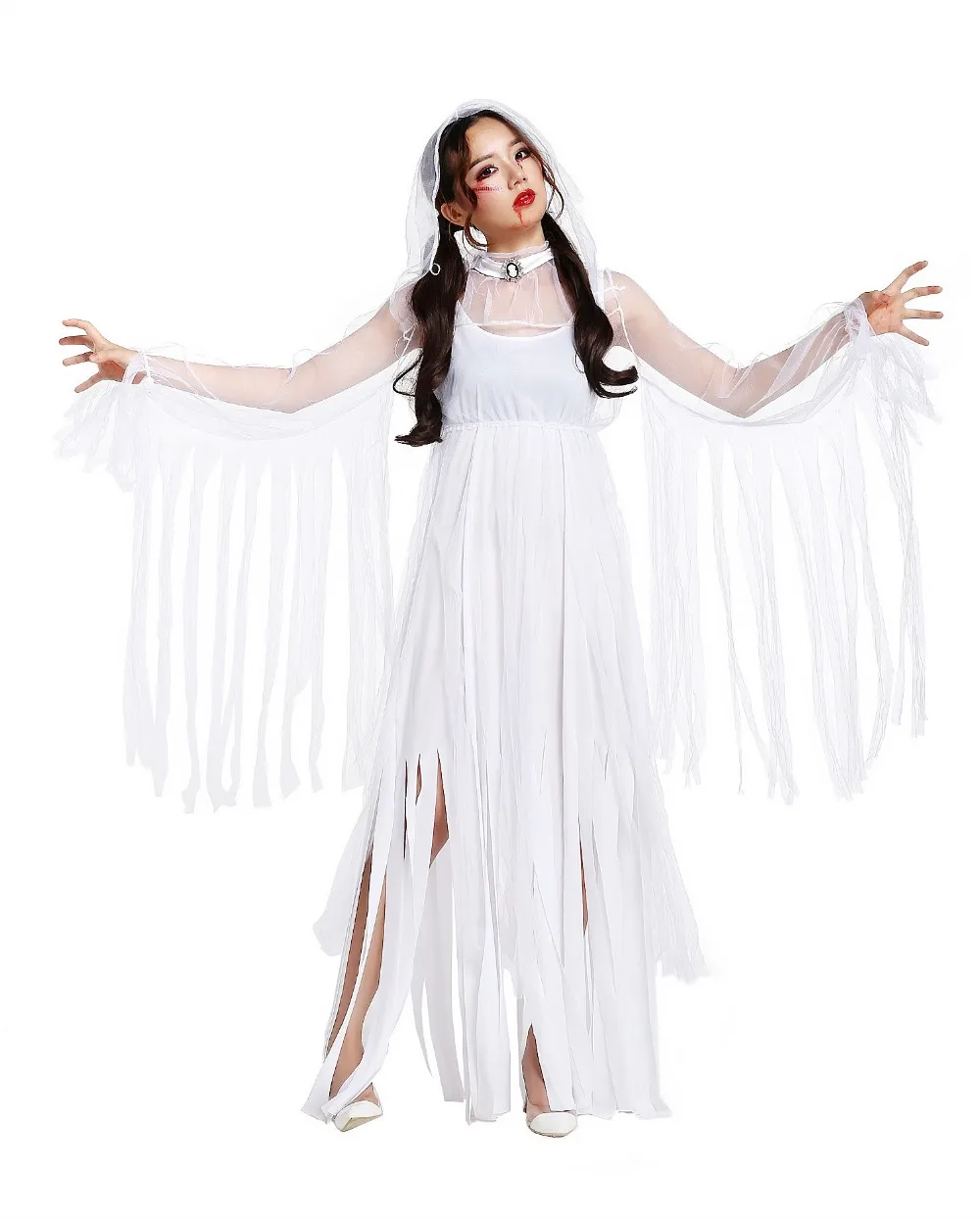 Spirito /& ANIME ROBE BLACK GHOST Uomo Lungo Vestito Halloween Costume