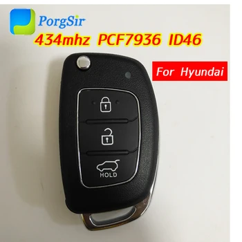

3 Button 434 MHz Flip Remote Control Key With PCF7936 ID46 Chip For Hyundai