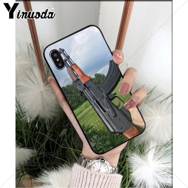 Yinuoda AK47 пистолет ТПУ Мягкий силиконовый чехол для телефона чехол для iPhone X XS MAX 6 6s 7 7plus 8 8Plus 5 5S SE XR