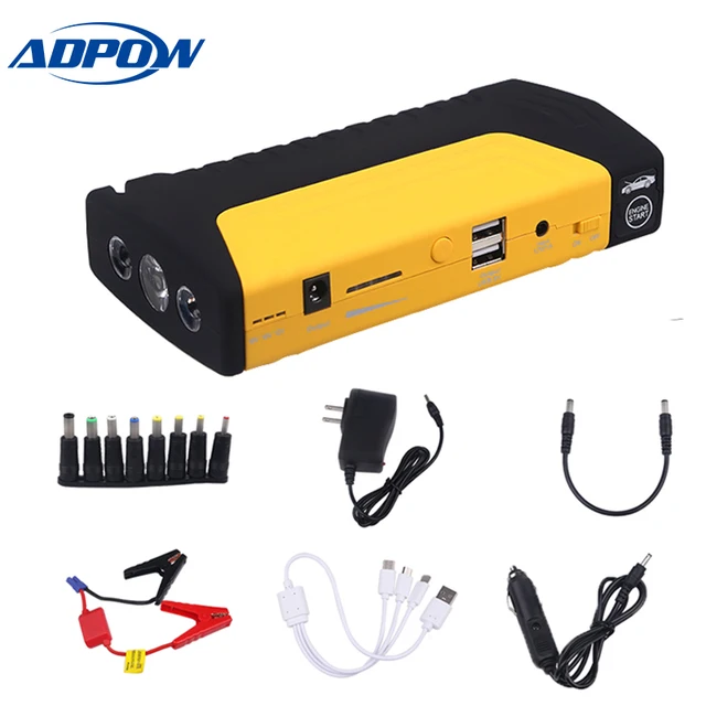 ADPOW 600A Peak 12 v 68800 mAH Mini Car Booster ราคาเริ่มต้นที่อุปกรณ์ Jump Starter แบตเตอรี่แบบพกพา Booster เริ่มต้น Power Bank starter