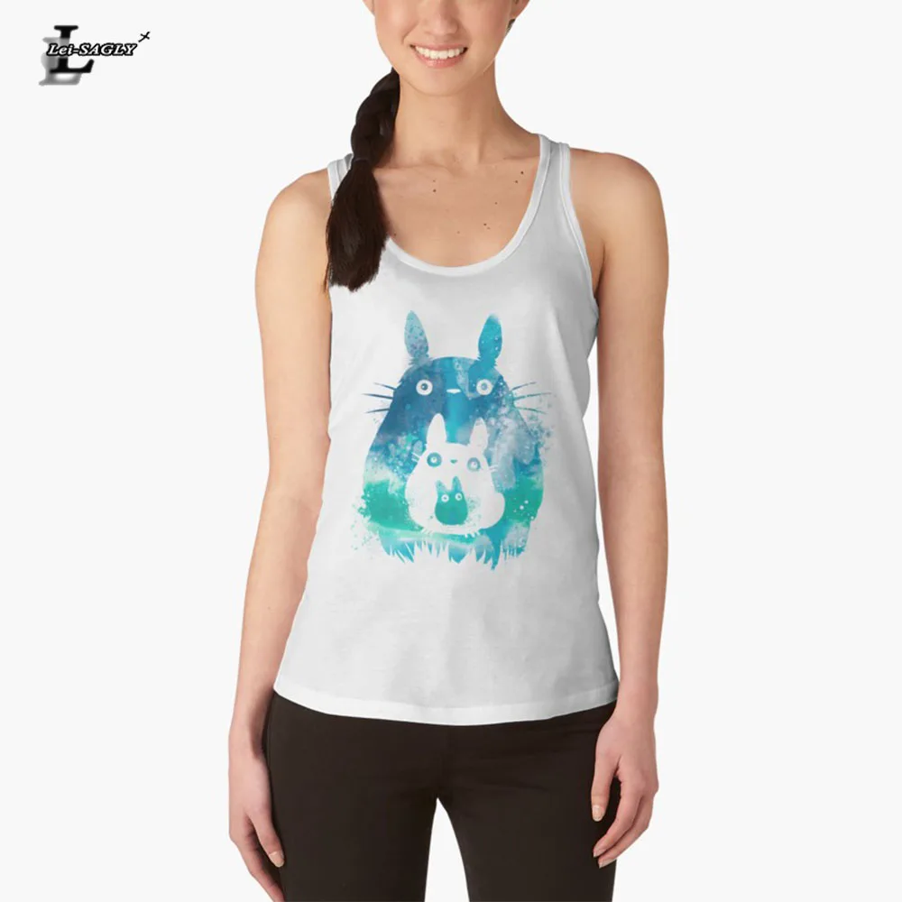 

Lei-SAGLY New Anime Totoro Printing Tank Tops Camisole Womens Sleeveless T Shirt Tee Vest Cami Loose Plus-size Camisole Tank