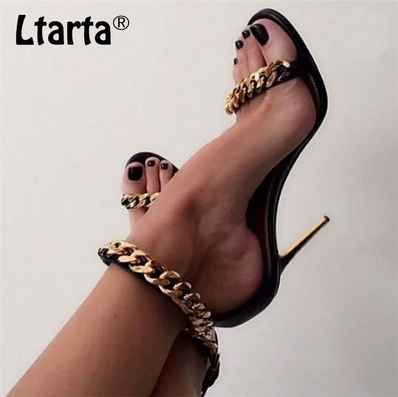 

LTARTA 2019 Women Gold Sexy Heels sandals women Show Sandals Ladies Summer New Fish Mouth Chain Stiletto Shoes ZL-808-25